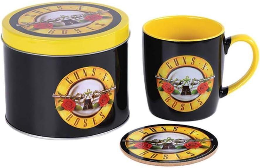 Guns N\' Roses Mug and Coaster Gift Tin Set Official Bullet Logo GNR Tea Coffee