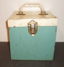 Vintage Metal Green And Cream 45 RPM Record Tote Case Box....Restoration Project picture