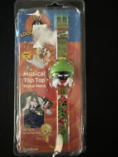 Vintage 1998 Armitron Looney Tunes Marvin The Martian Musical Flip Top Watch  picture