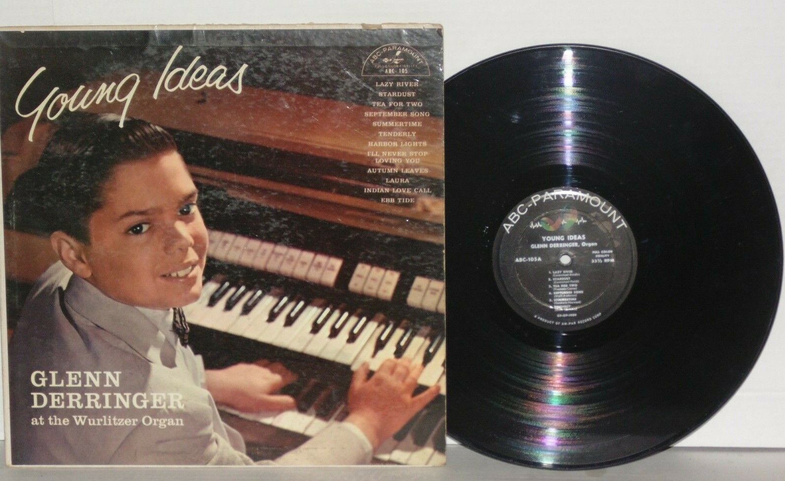 GLENN DERRINGER Young Ideas LP VG+ Plays Well Wurlitzer Organ 1956 ABC Paramount
