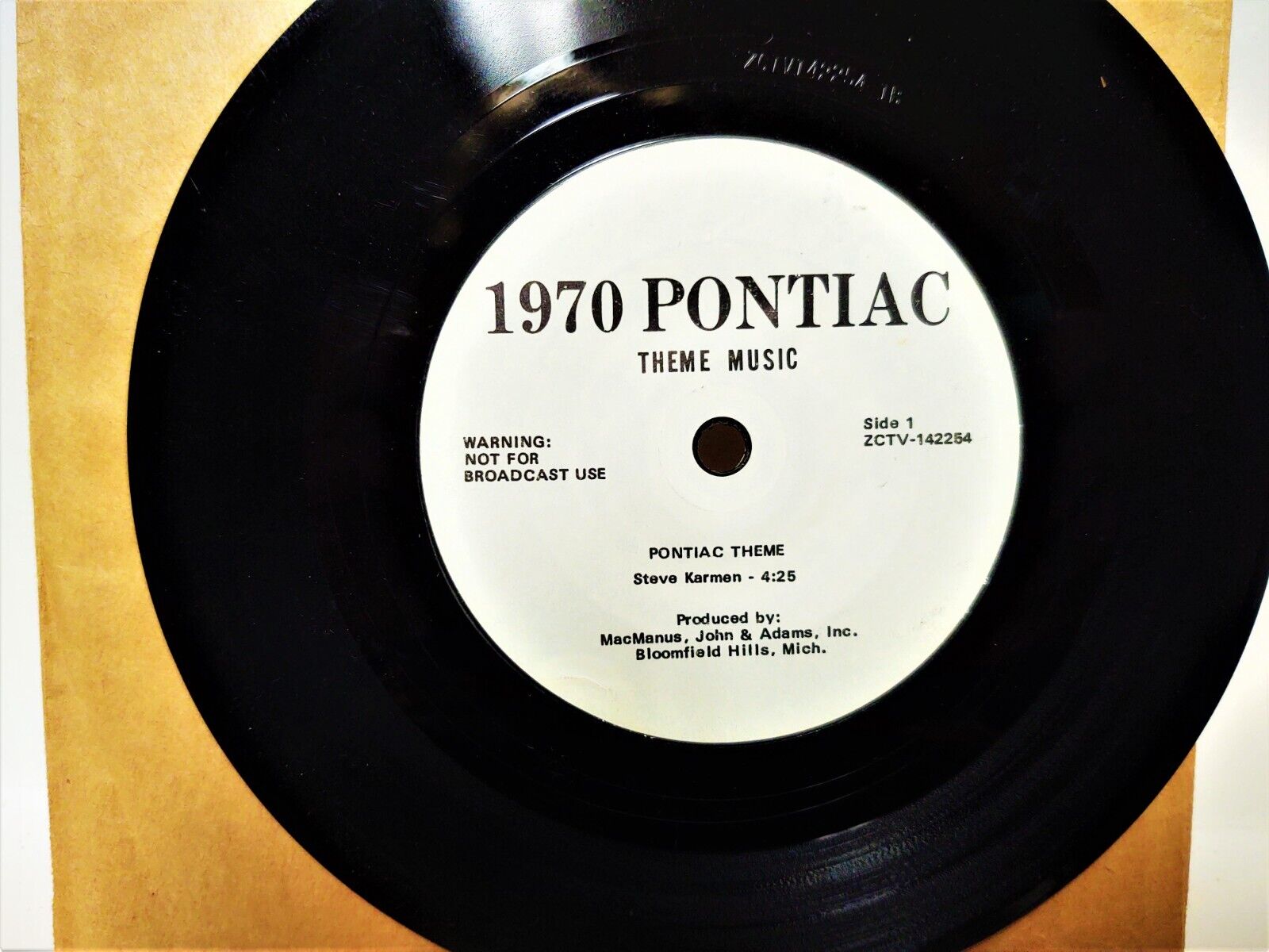 1970 PONTIAC THEME MUSIC EP RARE PROMO ONLY STEVE KARMEN GTO ROCK FUNK 