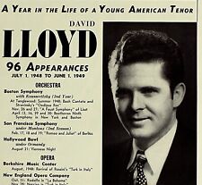 Vintage Music Print Ad DAVID LLOYD Tenor 1949 Booking Ads 13 x 9 3/4 picture