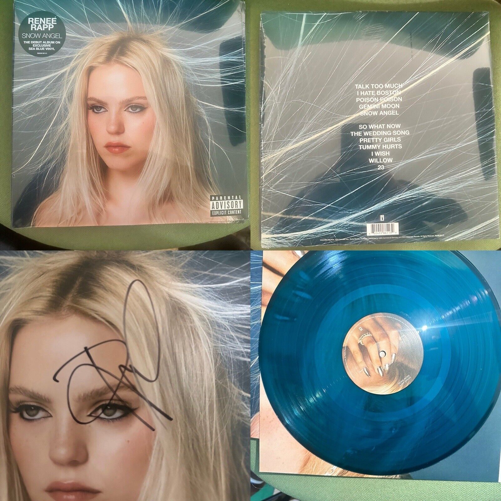 Renée Rapp Snow Angel Limited Sea Blue vinyl & SIGNED Card autographed