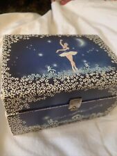 Vintage Midnight Blue Velvet Music Jewelry Box~Swan Lake~Philipp~Sweden picture