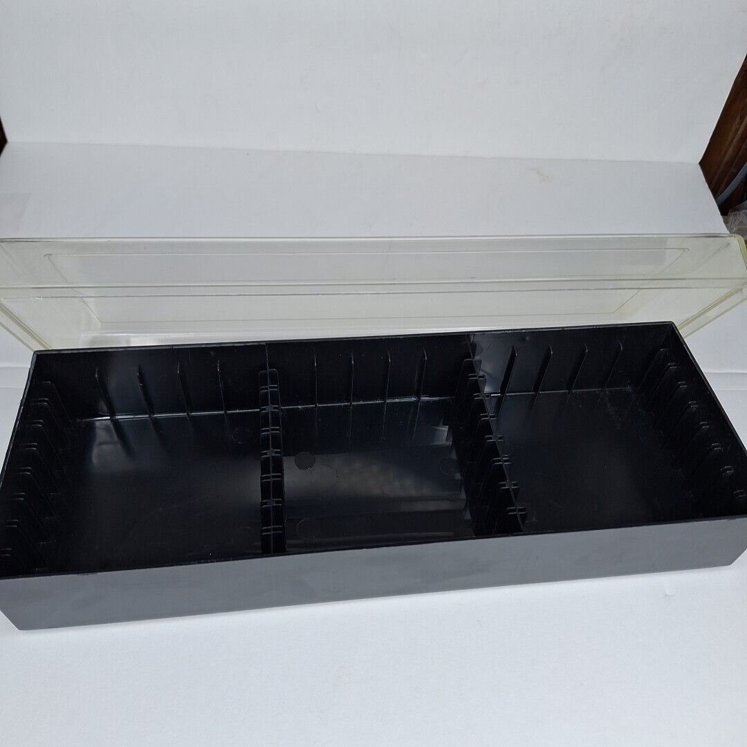 Vintage 15 or 24 Audio Cassette Tape Storage Case Holder Black Plastic Box 