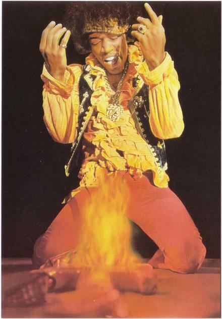 Jimi Hendrix Burning His Guitar in Concert Modern Postcard
