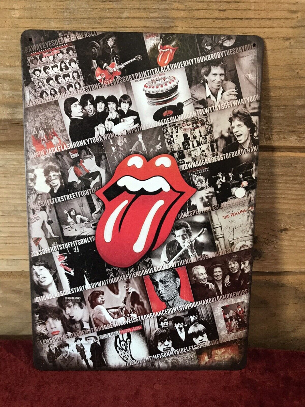 Rolling Stones Logo Vintage Collage Tin Metal sign 8