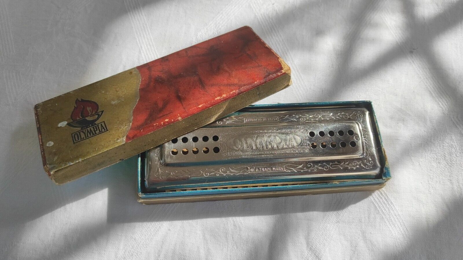 ORIGINAL Wehrmacht  WWII 1936 GERMAN OLYMPIC GAMES SOLDIERS HARMONICA - OLYMPIA