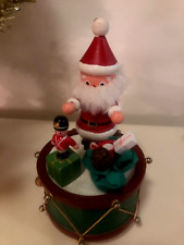Vintage Ebeling Reuss Music Box German Style Wooden Spinning Santa WORKS WELL picture