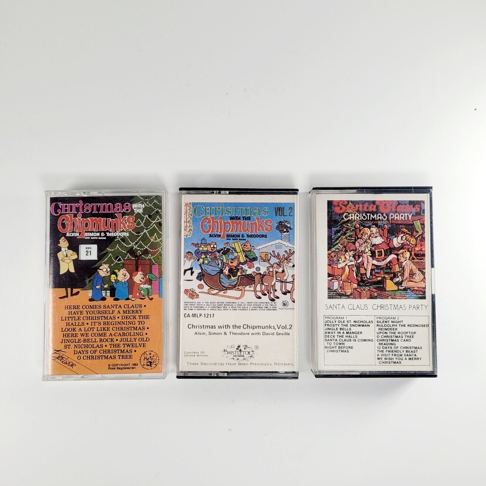 3 Vintage Kids Christmas With The Chipmunks Cassette Tapes Santa Claus Party
