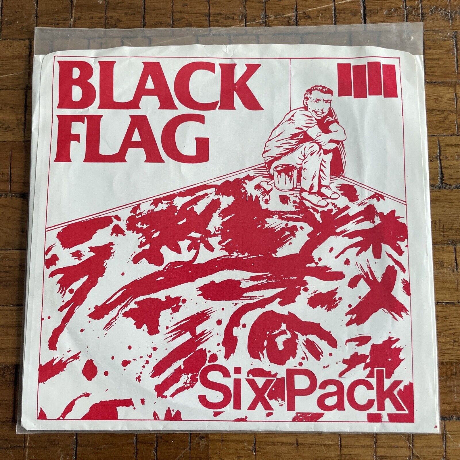BLACK FLAG - SIX PACK  VINYL 45 Original Vintage Rare Red Print Punk Rock Band