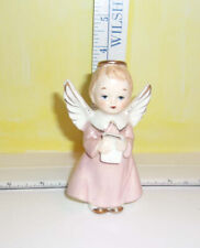 Vintage Porcelain Choir Angel In Pink Dress Holding Music picture