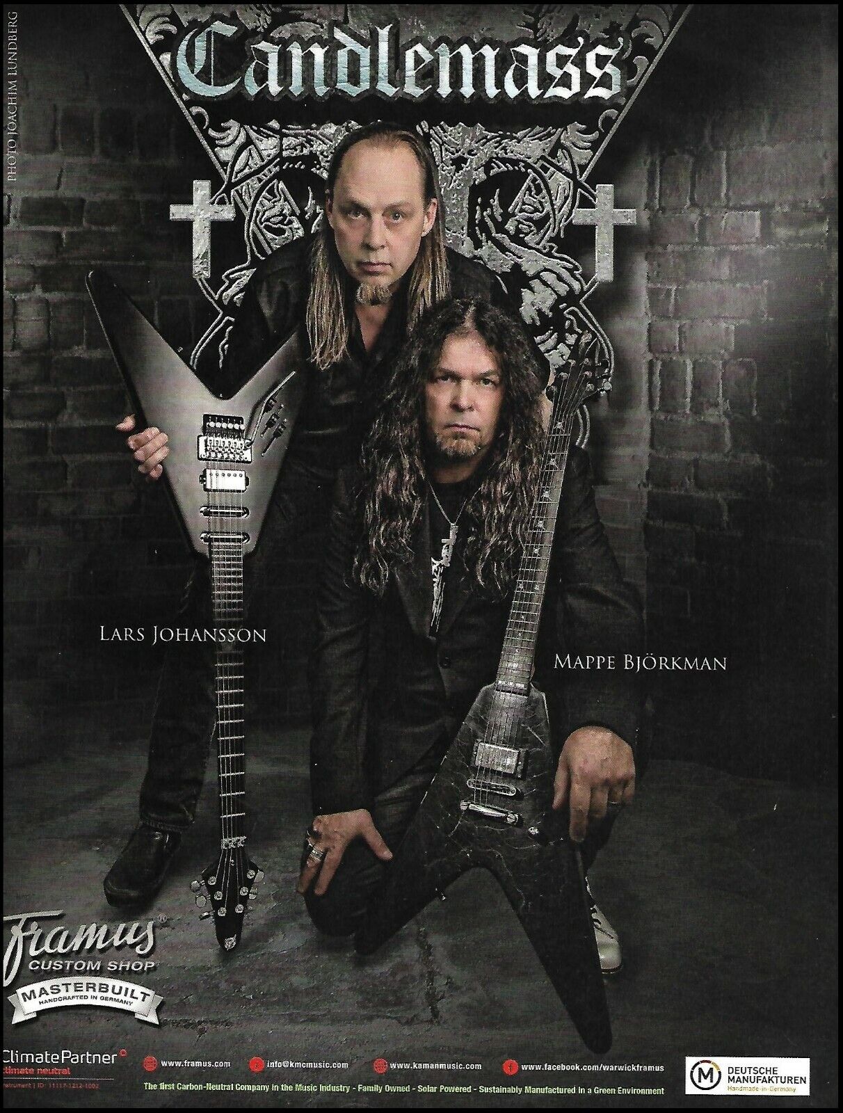 Candlemass Lars Johansson Mats Bjorkman Framus Guitar advertisement ad print