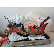 Holiday creations Santa sleigh Moon animated music RARE vintage decor picture
