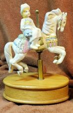 Vintage Willitts Carousel Music Box, Young Girl w/ Doll on Horse, Christmas Gift picture