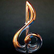 Treble Clef G Clef Figurine of Hand Blown Glass Gold picture