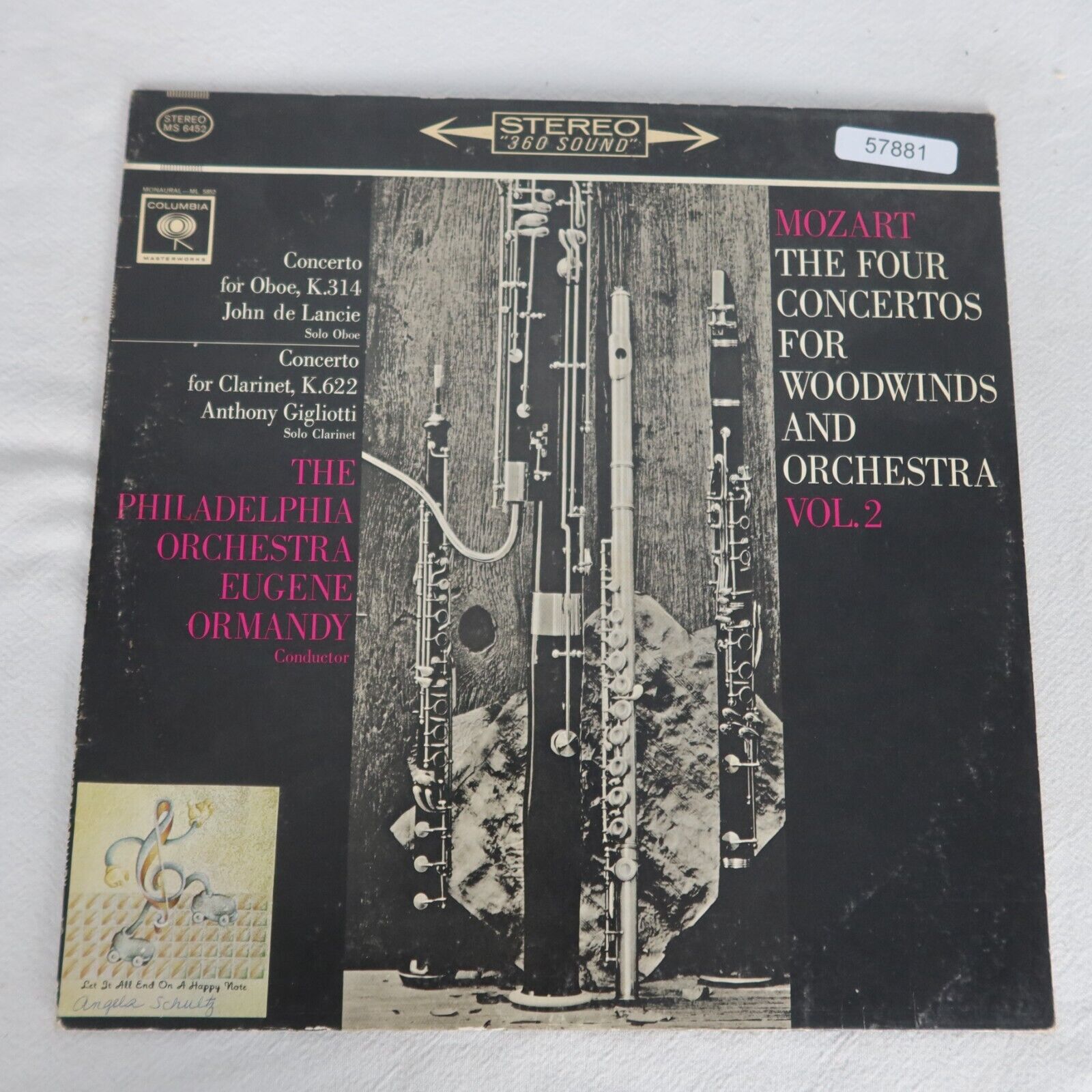 Eugene Ormandy Mozart The Four Concertos For Woodwinds And Orchestra Vol 2 LP V