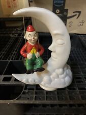 Vintage 1960 China Bisque Musical Moon And Clown picture