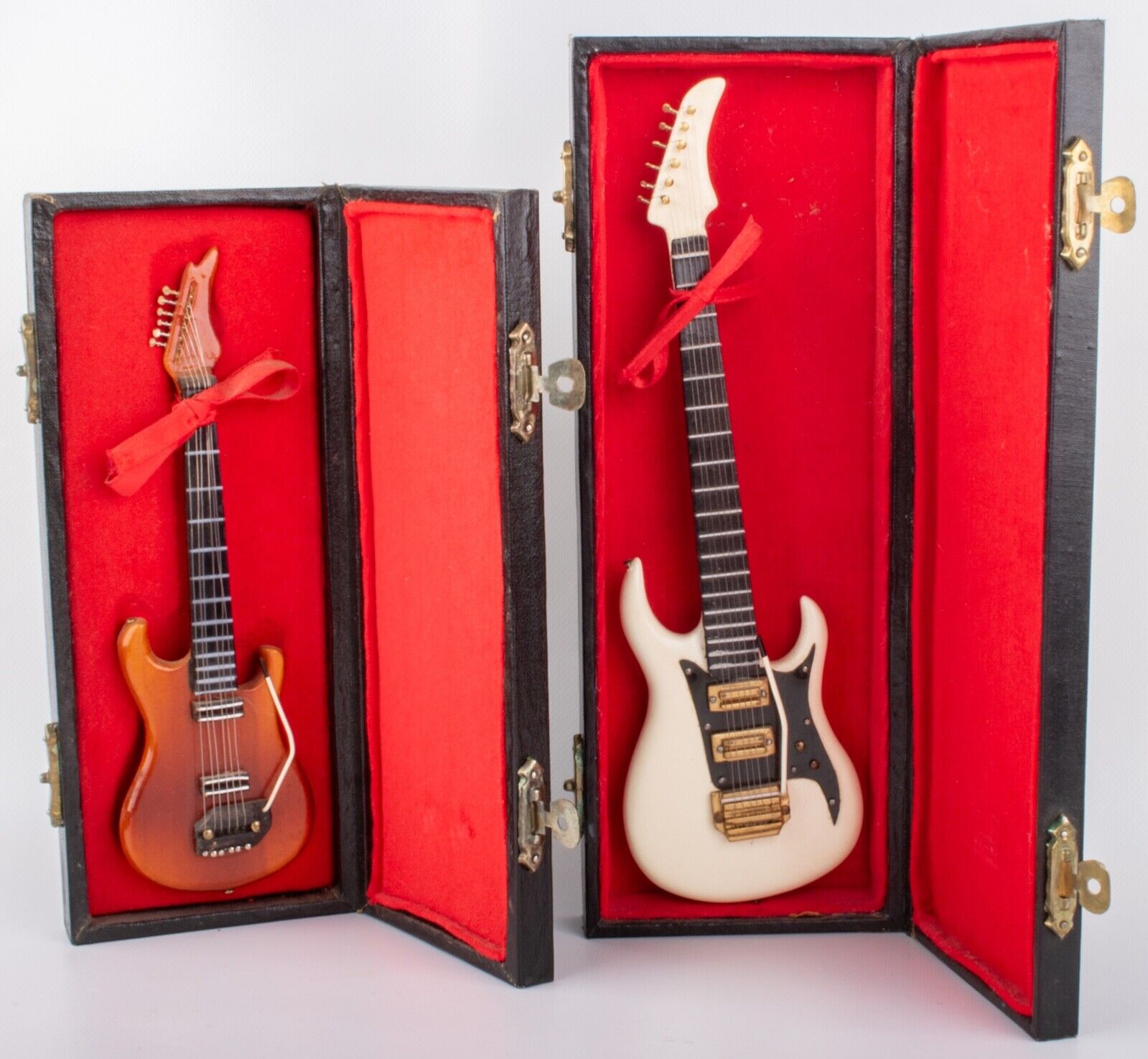 Vintage Handmade Mini Electric Guitar Miniatures Authentic Models Replicas (Two)