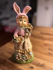 Vintage Bethany Lowe Girl Rabbit Ears Easter Parade Music Box Original Box picture
