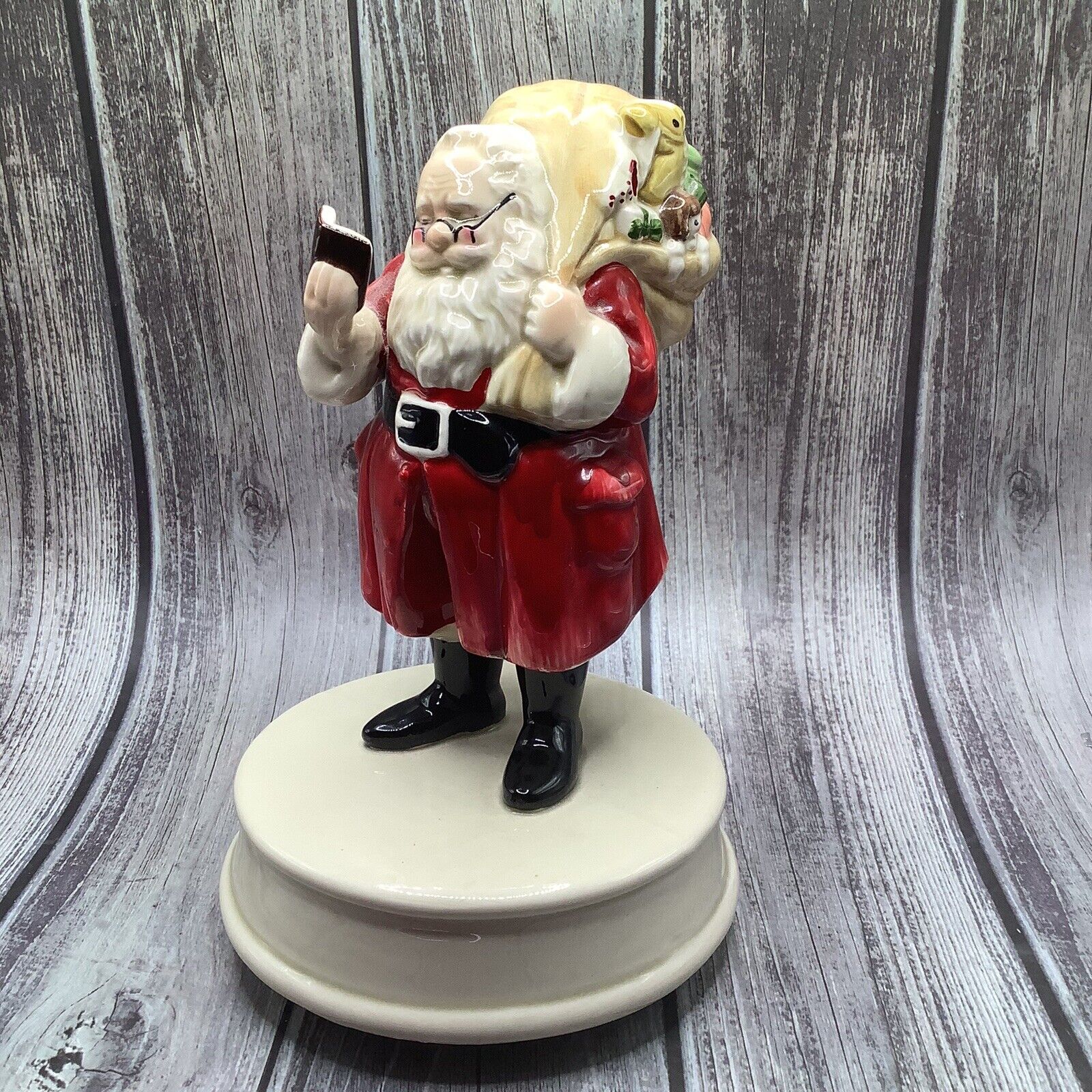 Vintage Otagiri Rotating Musical Ceramic Santa. Santa Claus Is Coming To Town