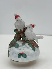 Vintage Snow Birds Music Box Figurine “Hark The Herald Angels Sing” Christmas picture