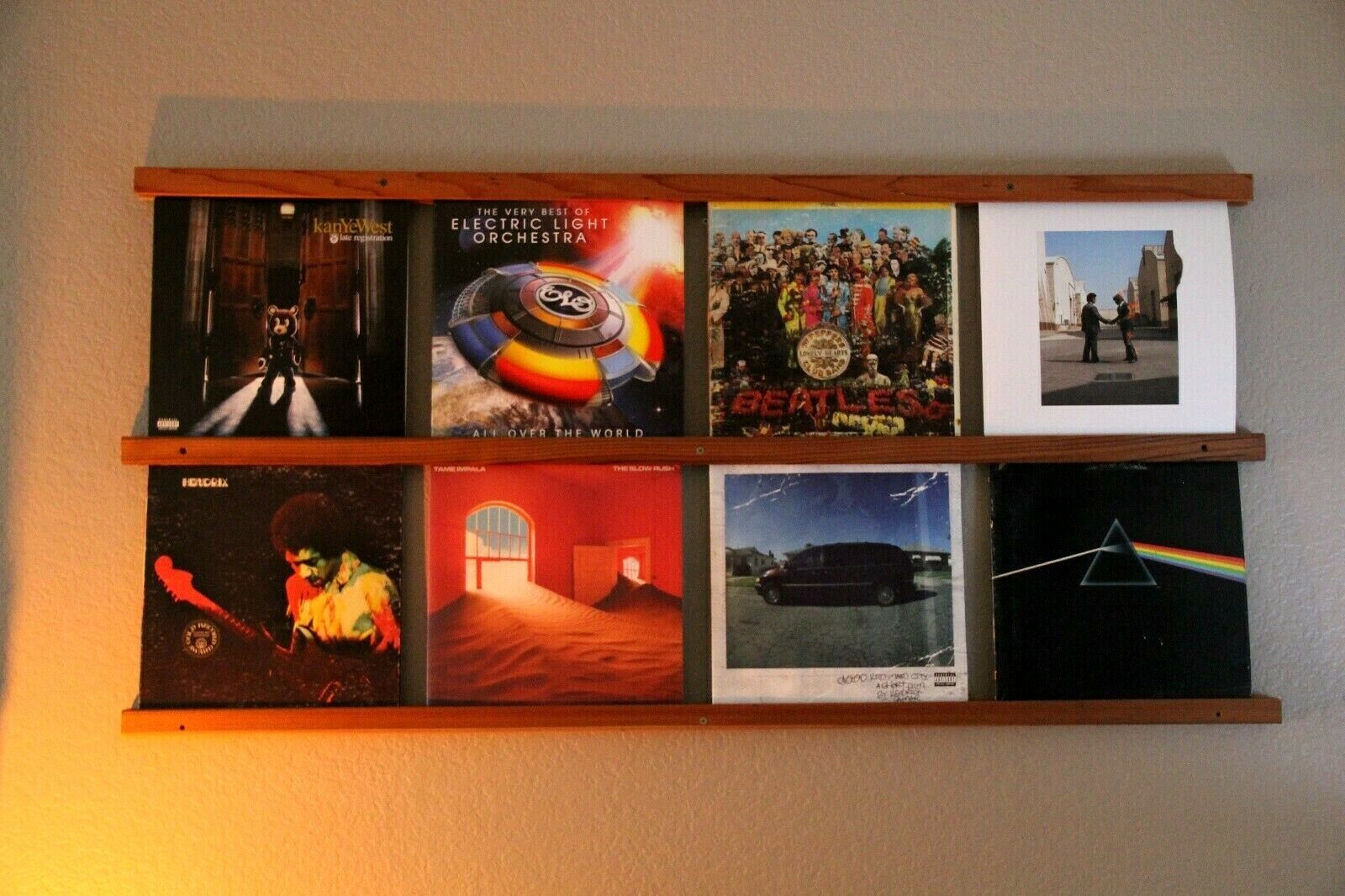 Wall Mounted Wood Vinyl Record Display