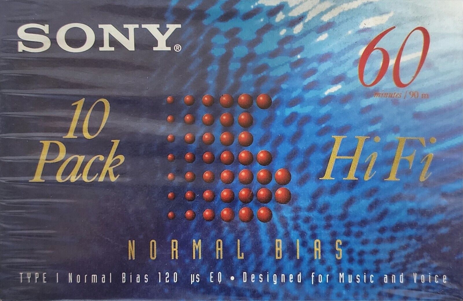 10 Pack of Blank Sony Hi-Fi C-60HFB Audio Cassettes Normal Bias Type 1