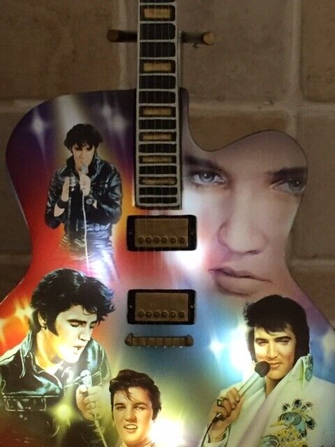 V.RARE: Elvis Light Up Guitar ‘Rockin’ Through the Years *AS NEW* WITH STAND