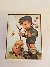 Hummel print Shepard Boy with Lamb Vintage Wooden Music Box tested working picture