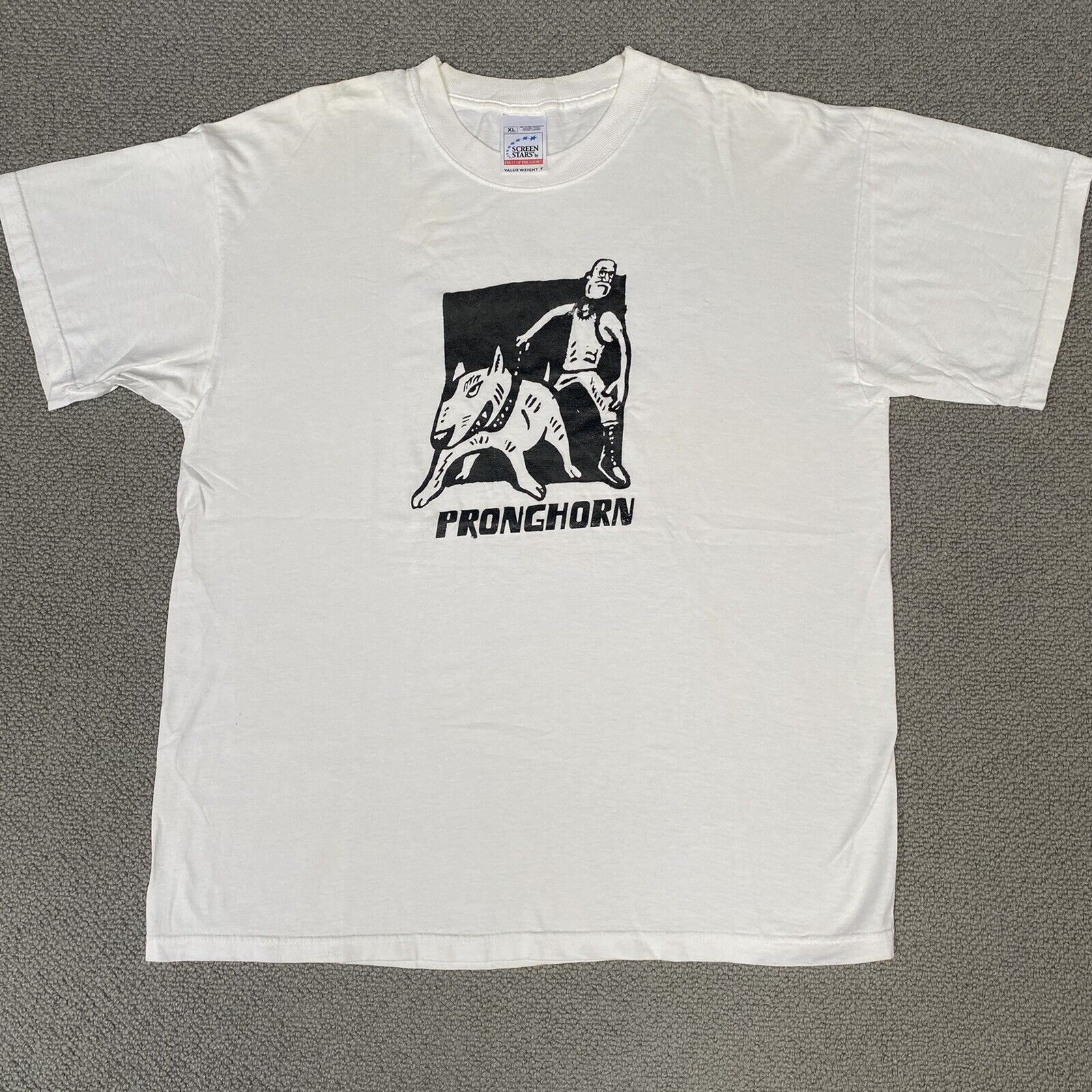 PRONGHORN T Shirt Men’s XL Extra Large White Vintage Punk Short Sleeve Unisex