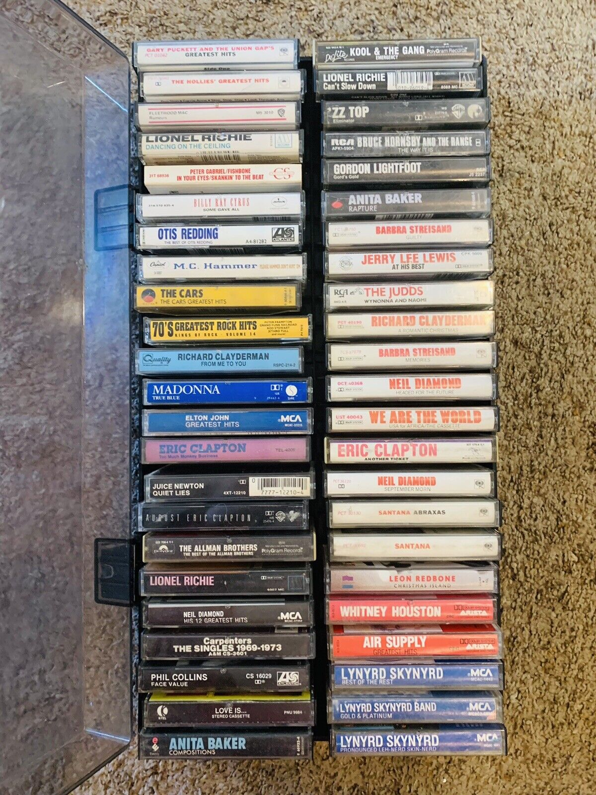 Vintage Huge lot of 46 cassettes R&B, Pop , Rock Madonna, Clapton, ZZtop & More