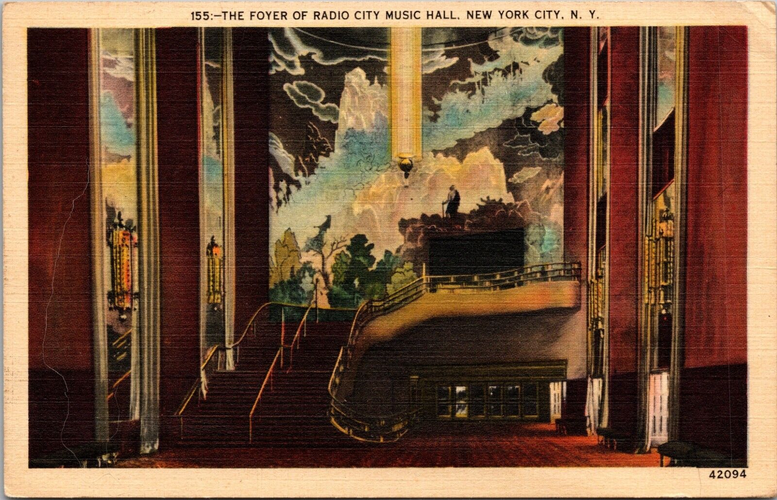 Vintage Postcard The foyer Of Radio City Music Hall New York City 
