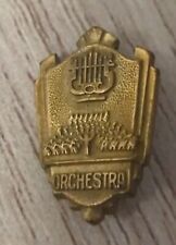 vintage Orchestra Label pin Music Gold Tone picture