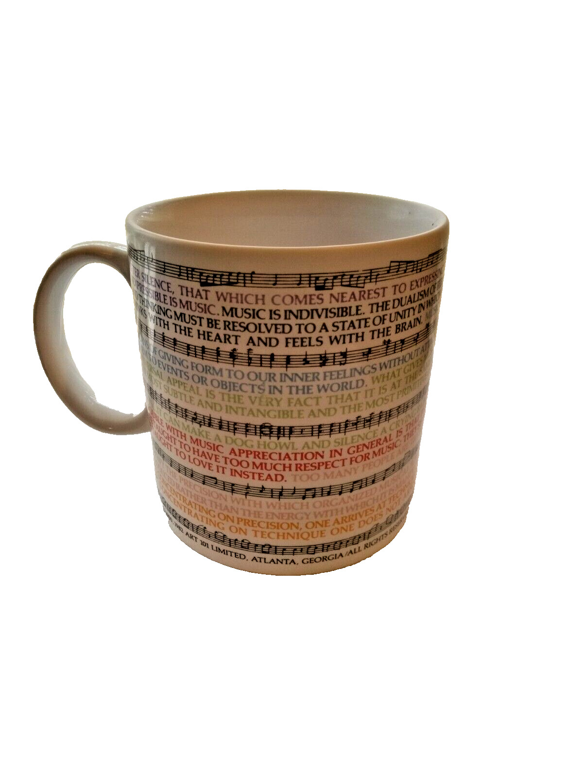 Vintage Music Quotes Mug 1982 The Toscany Collection 