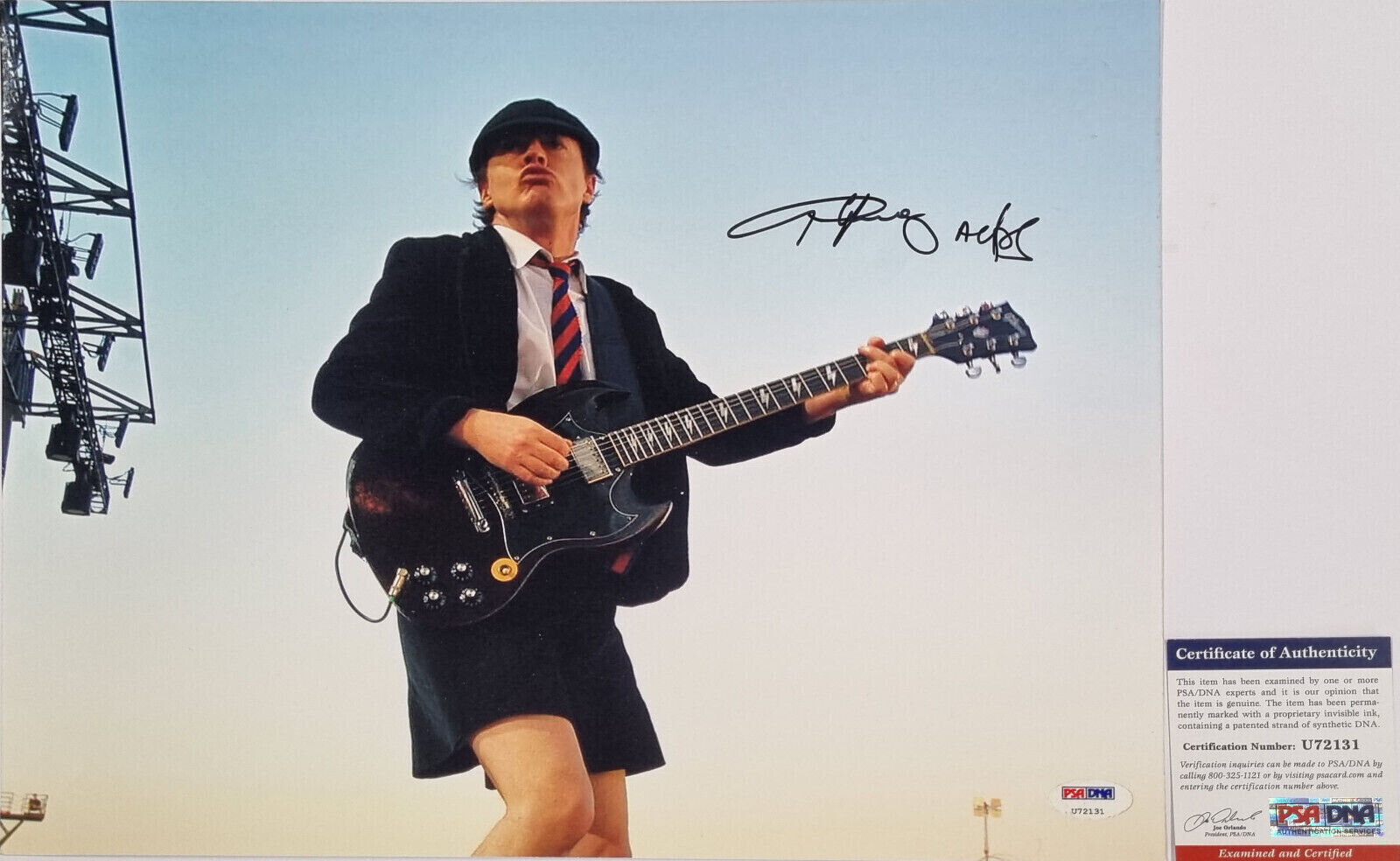 ACDC Angus Young hand signed 11x14 inch photograph (PSA DNA #U72131)