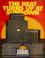 vtg 80s SUNDOWN AMPLIFIER MAGAZINE PRINT AD Tube Guitar Amp Stack Combo Pinup picture