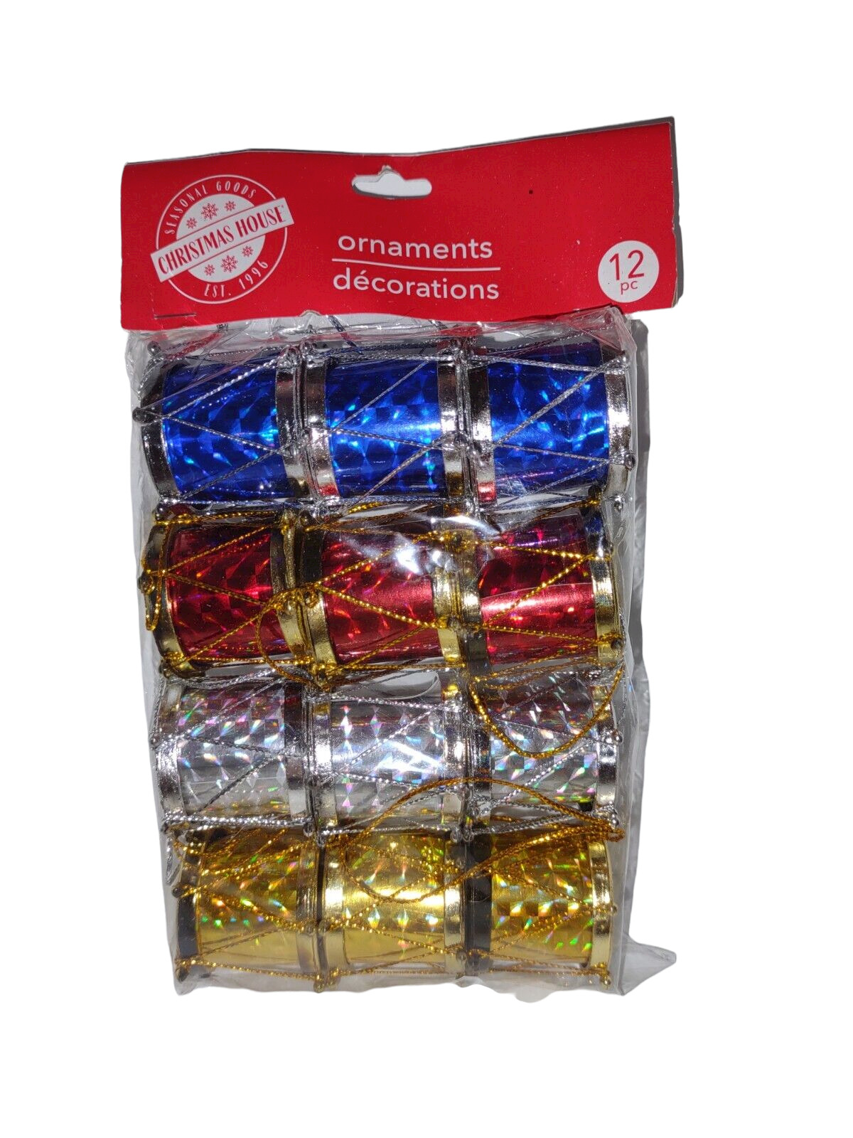 12 Piece Vintage Christmas Ornaments Snare Drums Musical Instrument Metallic