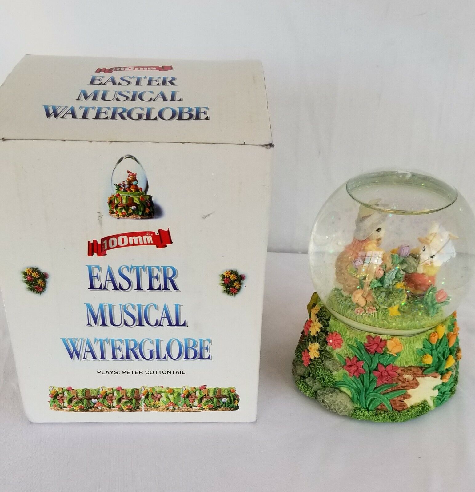 Vintage 1994 Easter Snow Globe Music Box \