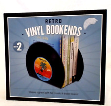 PAIR RETRO VINYL RECORD BOOKENDS, SIZE OF REAL 45 NIB picture