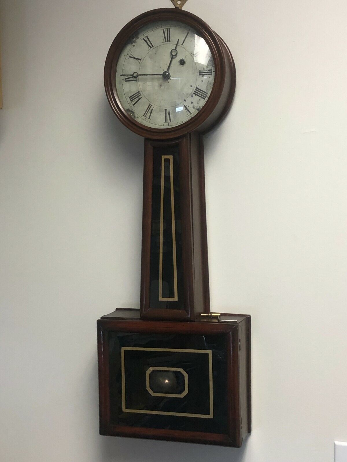 Antique 1800's Weight Banjo Clock in Beautiful Running Cond E. Howard Employee