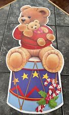 New Vintage Paper Art Die Cut Bear On Drum  24.5” Tall Wall Decor picture