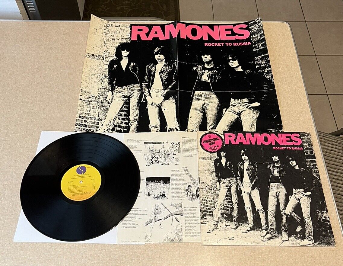 The Ramones Rocket To Russia PROMO LP & RARE 23x23 POSTER VG/VG/GD *READ*