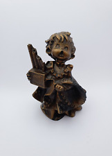 Vintage Angel Figurine Made of Bronze Plated Porcelain Playing Music picture
