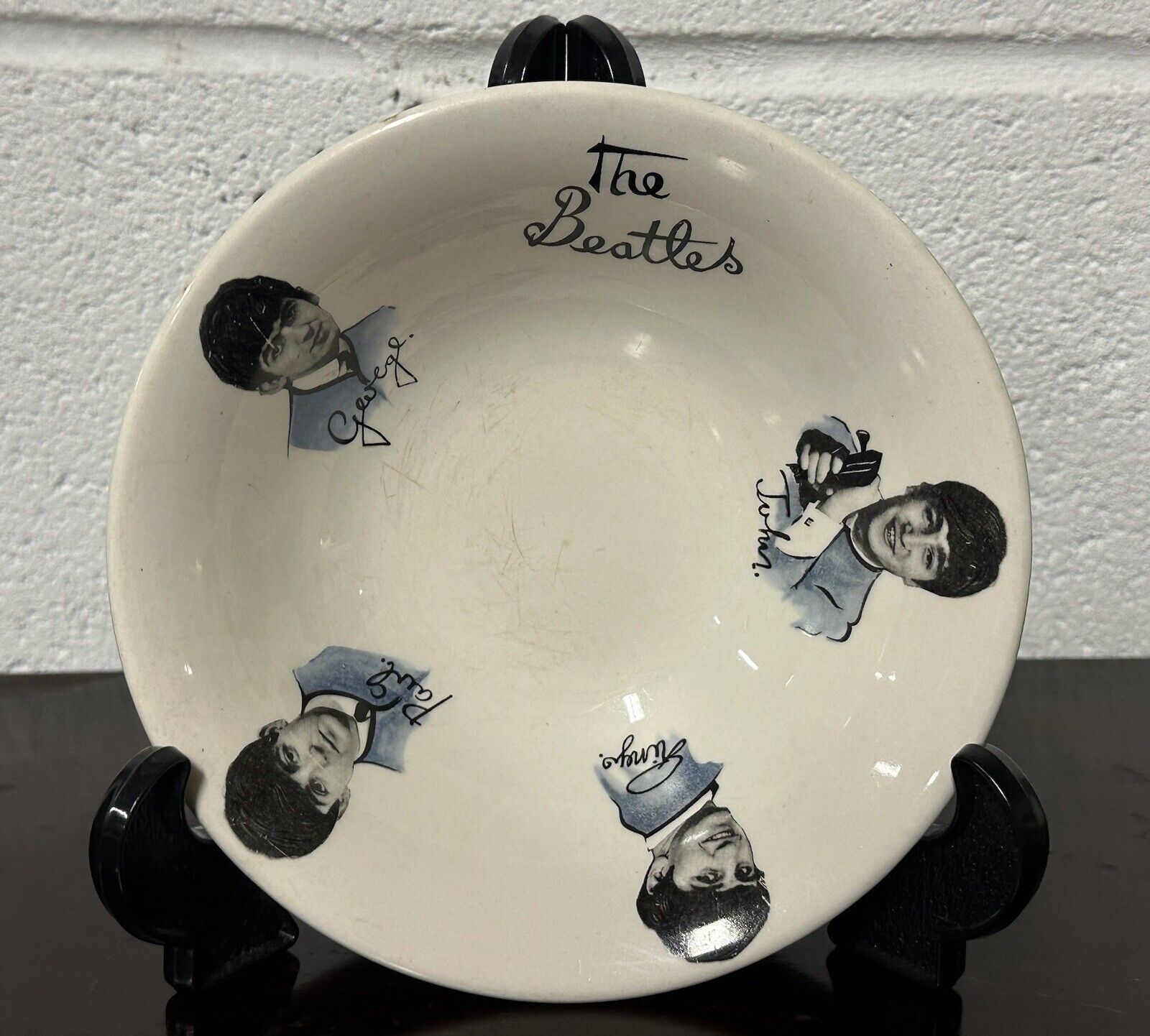 1960s Beatles Ceramic Bowl With Heads Of Each Of The Beatles, Washington Pottery