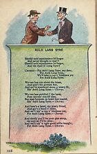 Antique New Years Song Postcard Auld Lang Syne Music Lyrics Men in Hats c1910 picture