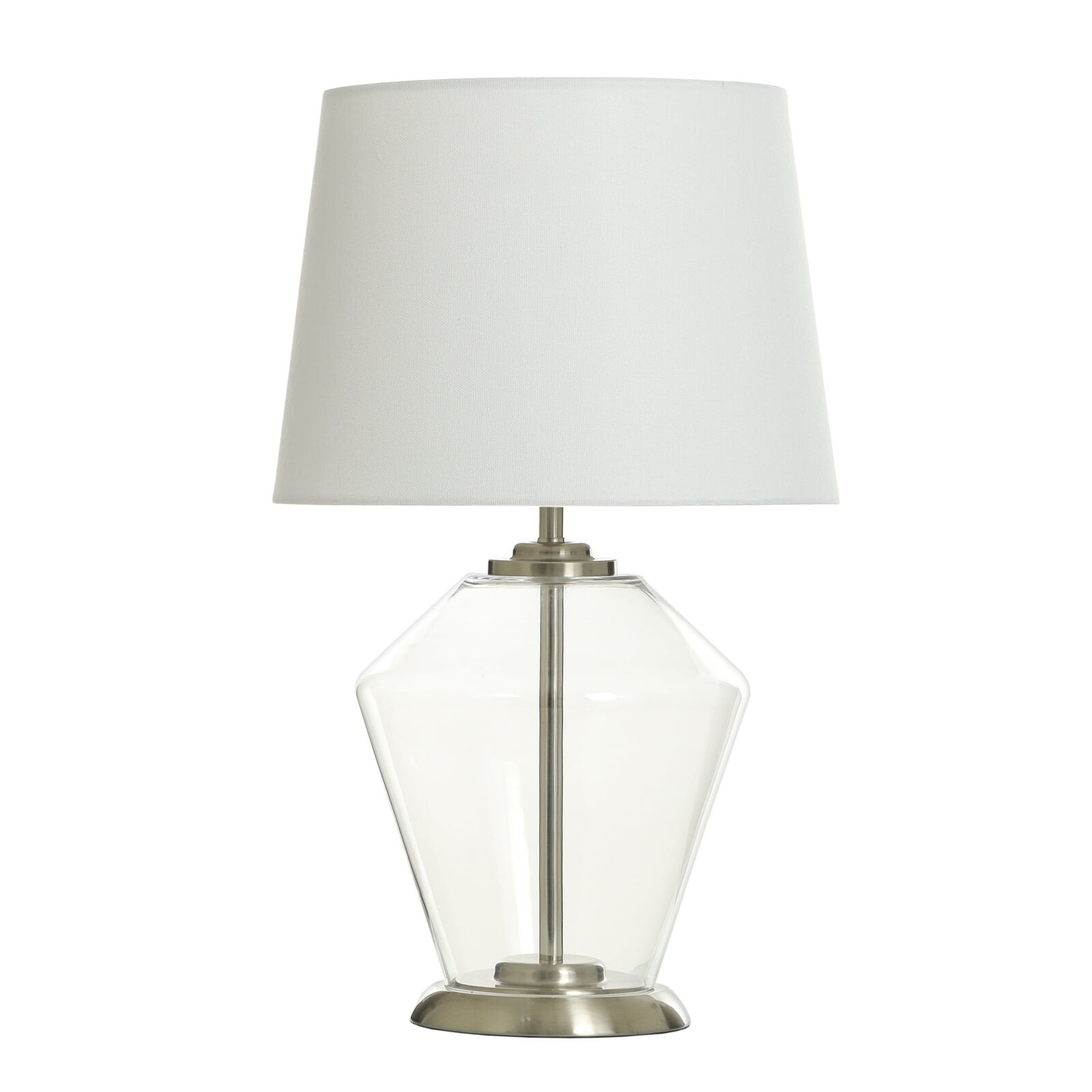 Beter Homes & Gardens Glass Kite Lamp with White Tapered Drum Shade