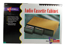 Vintage Wood Grain Sentry Brand 36 Audio Cassette Storage Cabinet picture