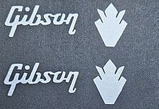 2 Gibson Guitar Headstock Logos &  2 Crown, Die-Cut SILVER  Vinyl Decal ,SG picture