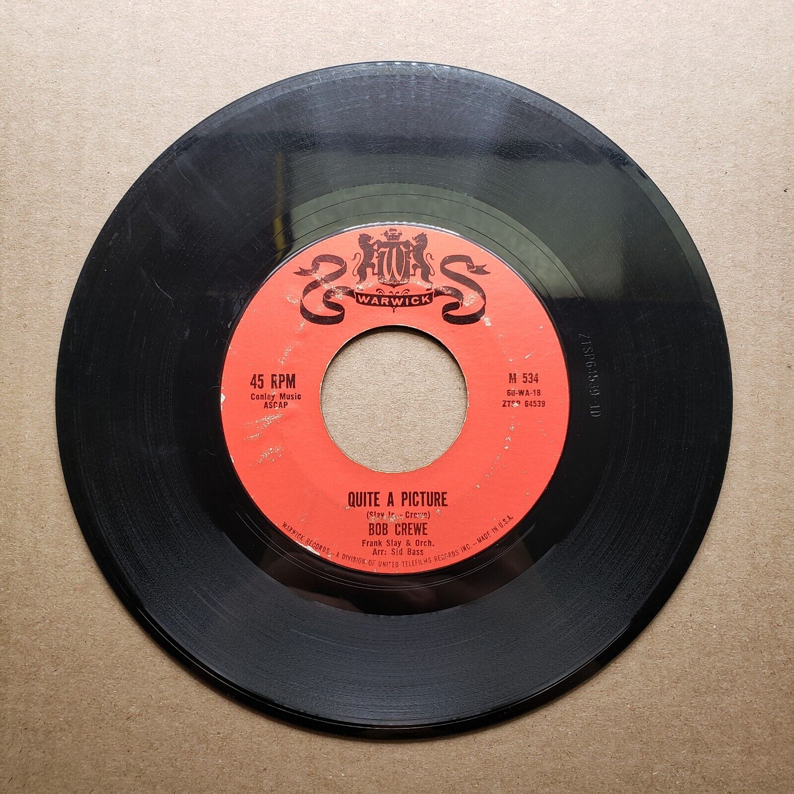 Bob Crewe - Cool Time; Quite A Picture - Vinyl 45 RPM